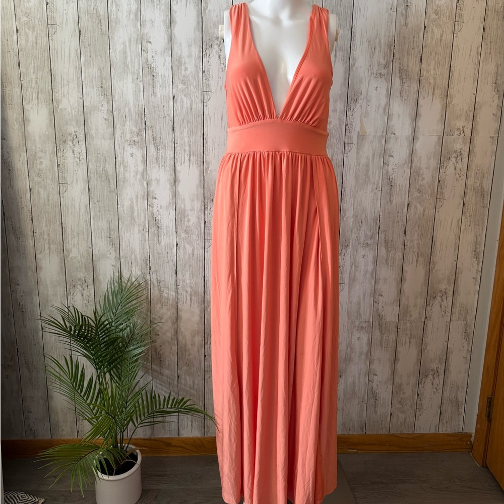 Coral Maxi Dress with slits